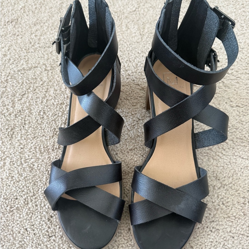 Material Girl Black Strappy Heels